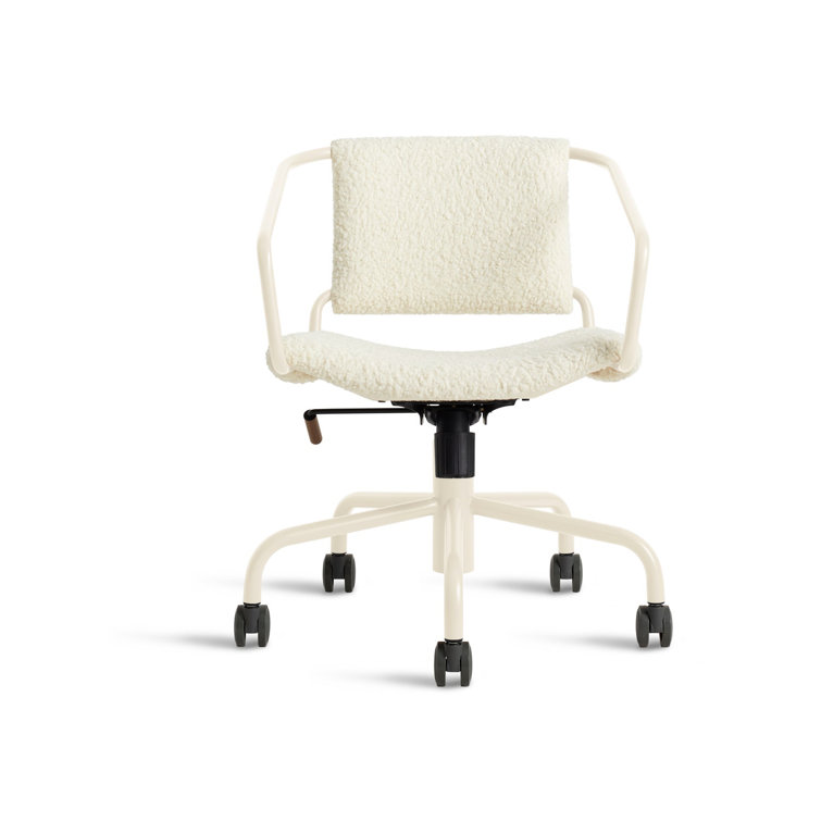 Ivory Fabric Swivel Task Chair with Metal Base
