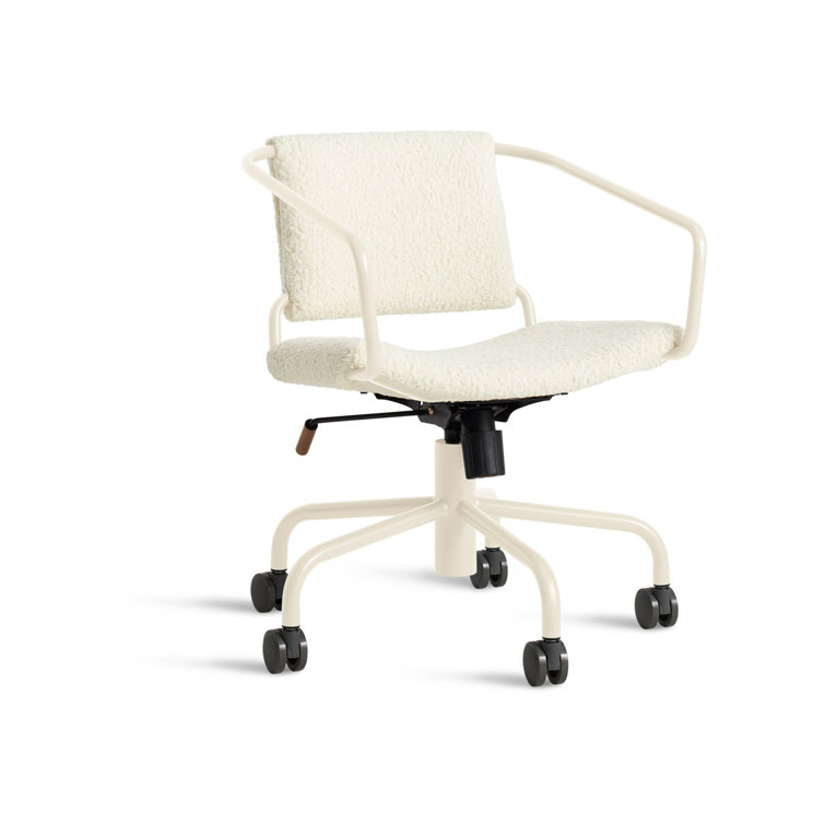 Ivory Fabric Swivel Task Chair with Metal Base