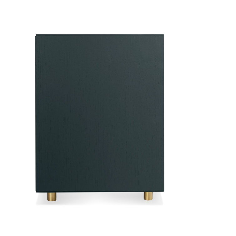 Navy Green Wood Pedestal Filing Cabinet with Brass Accents