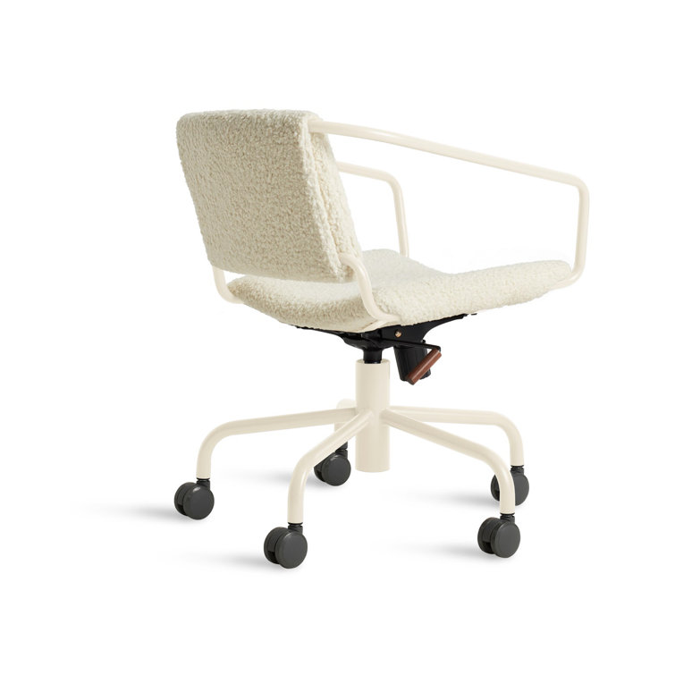 Ivory Fabric Swivel Task Chair with Metal Base