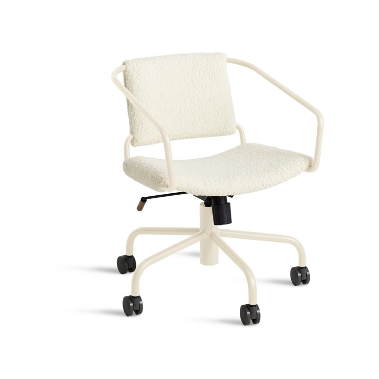 Ivory Fabric Swivel Task Chair with Metal Base