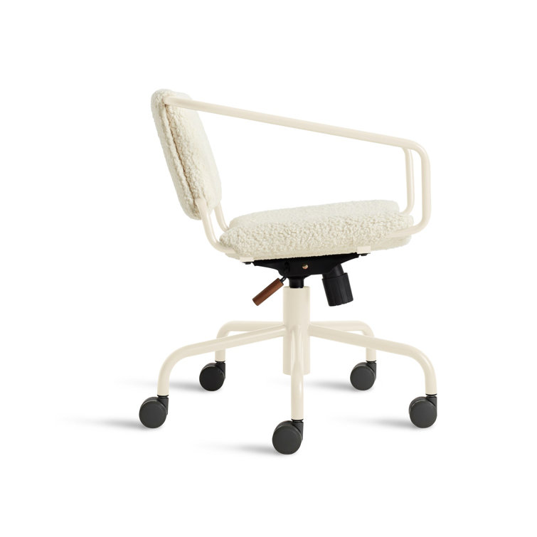 Ivory Fabric Swivel Task Chair with Metal Base