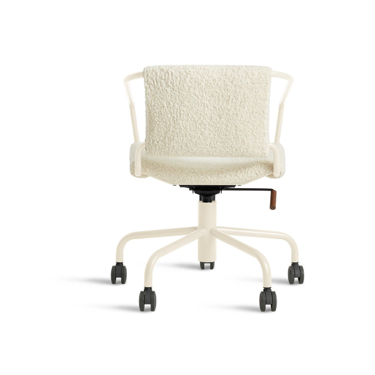 Ivory Fabric Swivel Task Chair with Metal Base