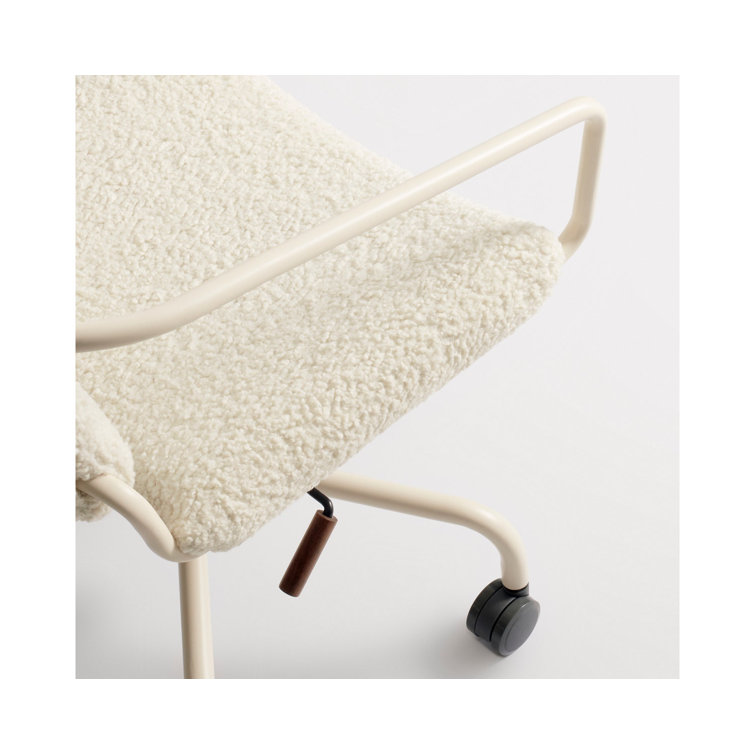 Ivory Fabric Swivel Task Chair with Metal Base