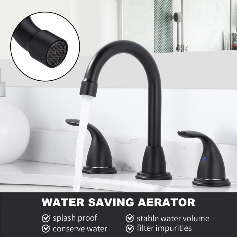 Matte Black Double Handle Widespread Bathroom Faucet with High Arc Spout