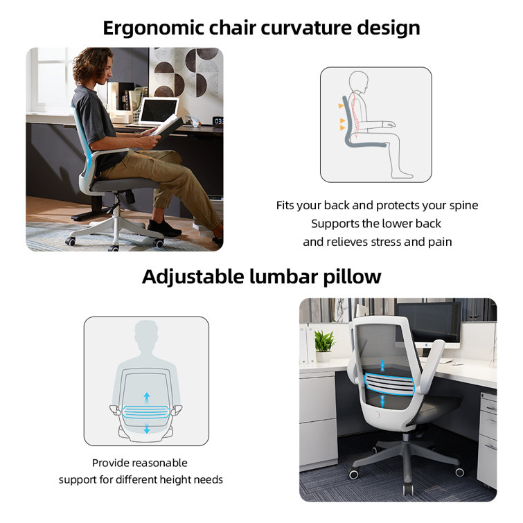 Gray Ergonomic Mesh Swivel Office Chair with Adjustable Arms