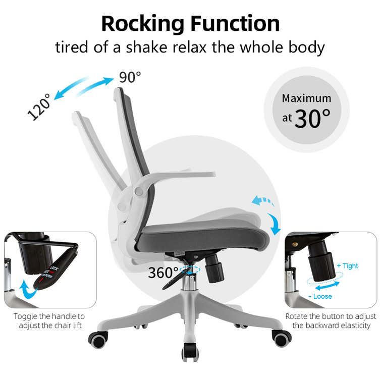 Gray Ergonomic Mesh Swivel Office Chair with Adjustable Arms