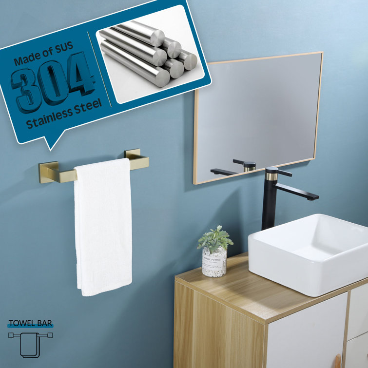 Brushed Gold Stainless Steel 12" Wall Mounted Towel Bar