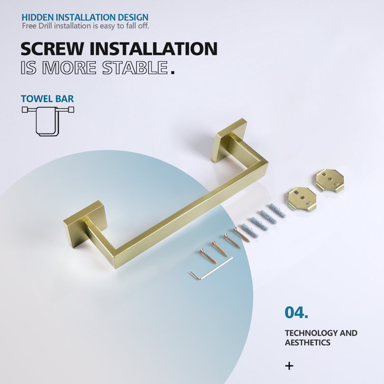 Brushed Gold Stainless Steel 12" Wall Mounted Towel Bar