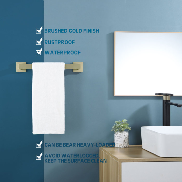 Brushed Gold Stainless Steel 12" Wall Mounted Towel Bar