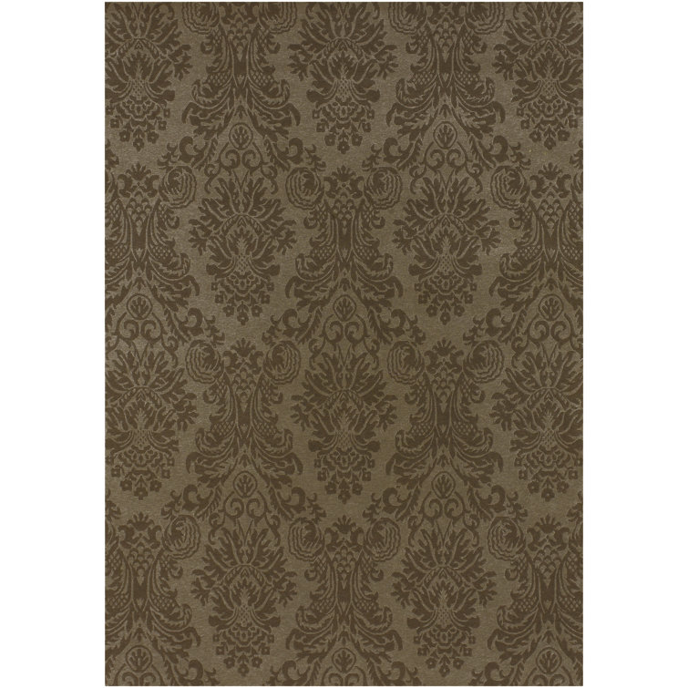 Terran Ivory and Brown Hand-Knotted Wool Area Rug, 9' x 13'