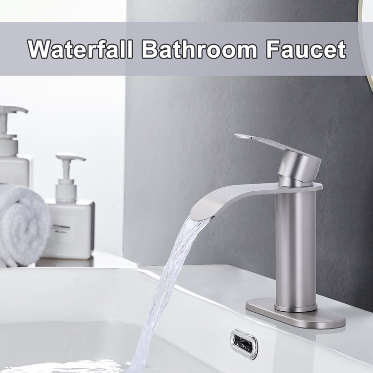Brushed Nickel Single Handle High Arc Bathroom Faucet