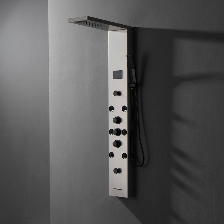 Black Nickel 5-Jet Rainfall Shower Panel System with Handheld Shower