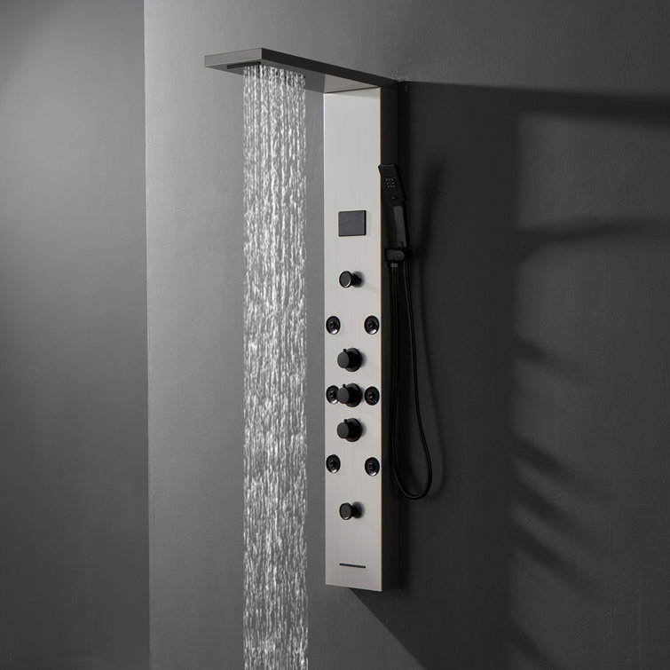 Black Nickel 5-Jet Rainfall Shower Panel System with Handheld Shower