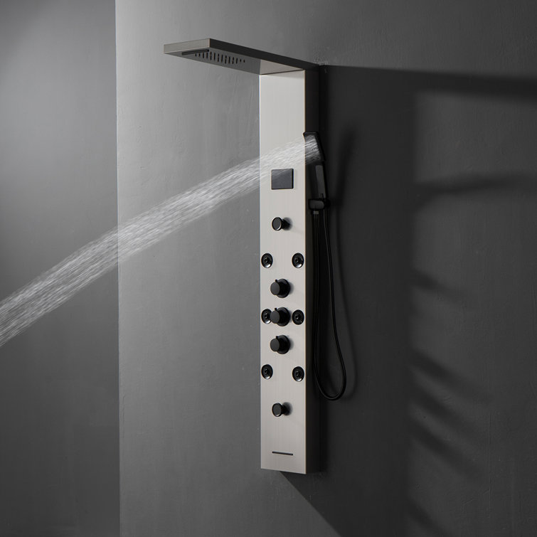 Black Nickel 5-Jet Rainfall Shower Panel System with Handheld Shower