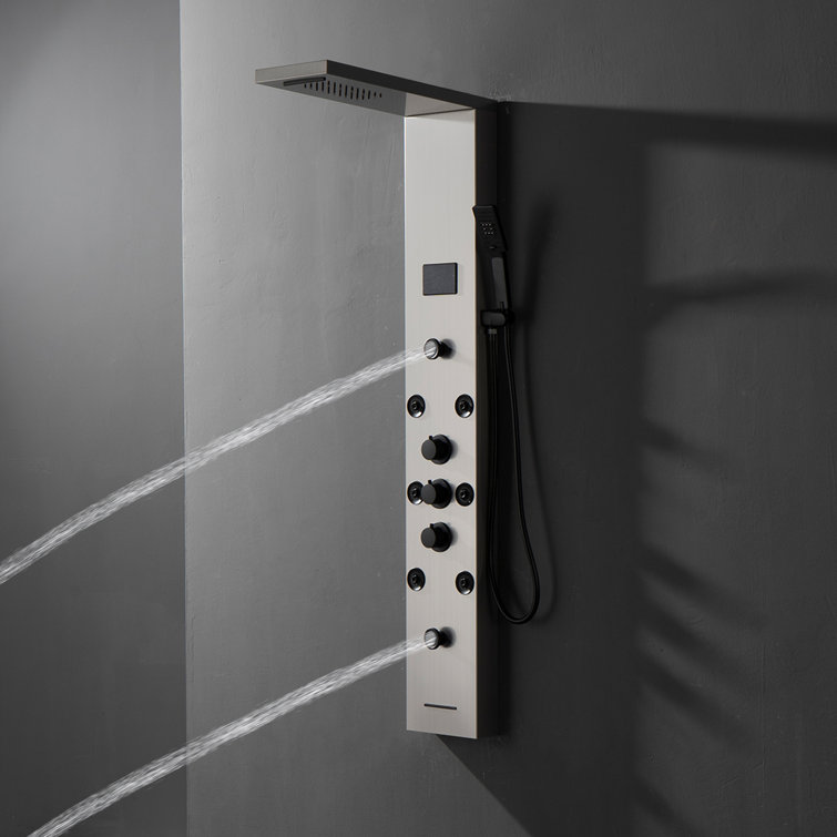 Black Nickel 5-Jet Rainfall Shower Panel System with Handheld Shower