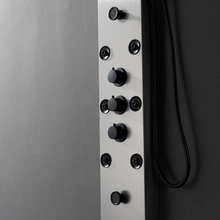Black Nickel 5-Jet Rainfall Shower Panel System with Handheld Shower