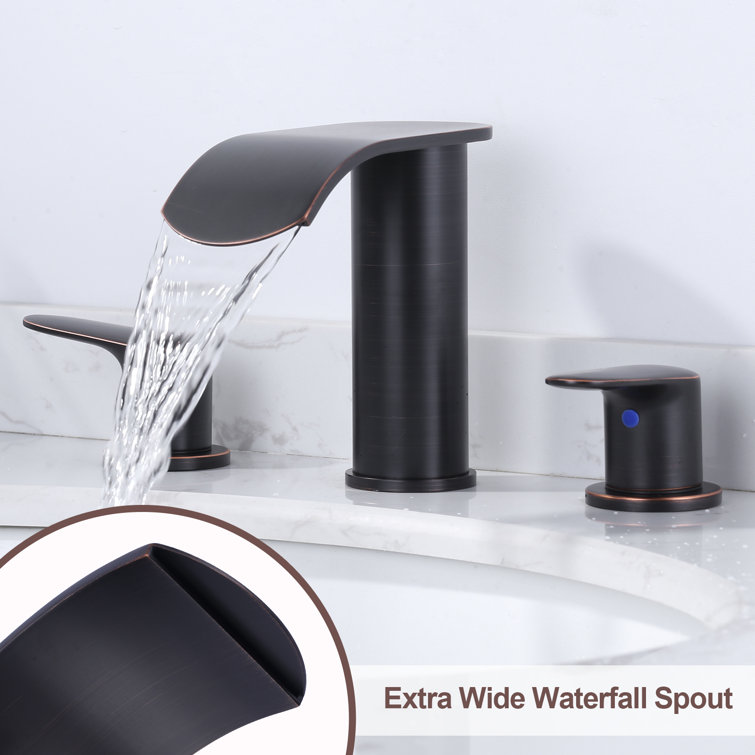Oil Rubbed Bronze 8 in. Widespread Waterfall Bathroom Faucet