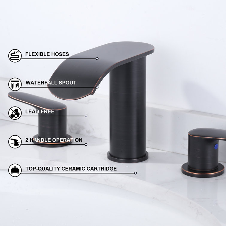 Oil Rubbed Bronze 8 in. Widespread Waterfall Bathroom Faucet