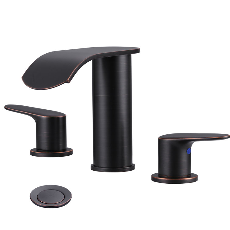 Oil Rubbed Bronze 8 in. Widespread Waterfall Bathroom Faucet