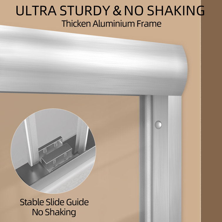 Brushed Nickel Semi-Frameless Double Sliding Bathtub Door with Tempered Glass