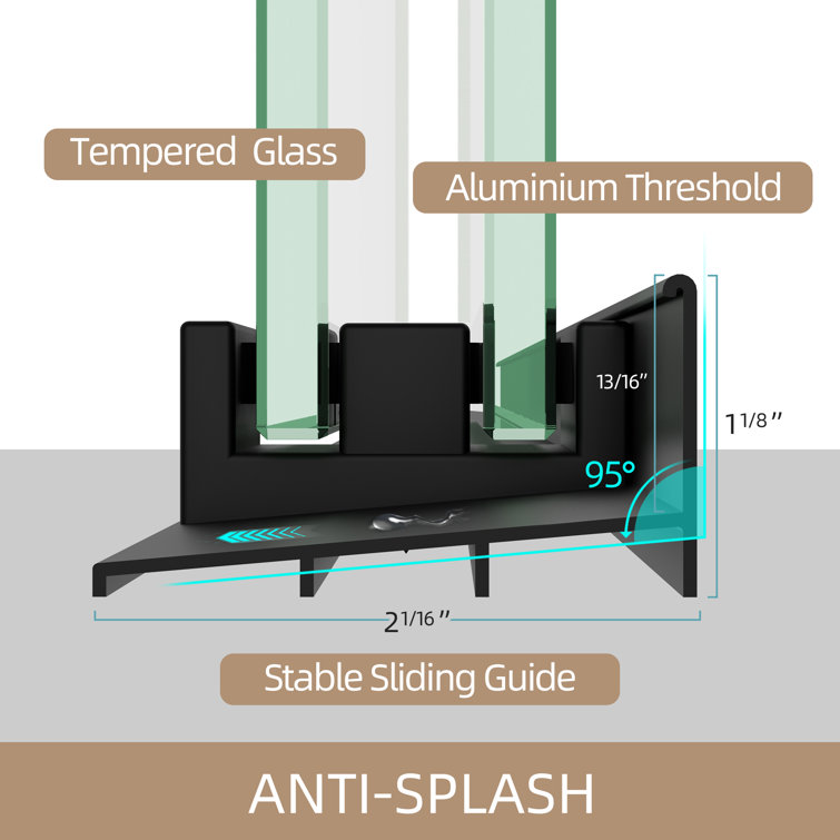 Matte Black 60" x 62" Sliding Semi-Frameless Shower Door