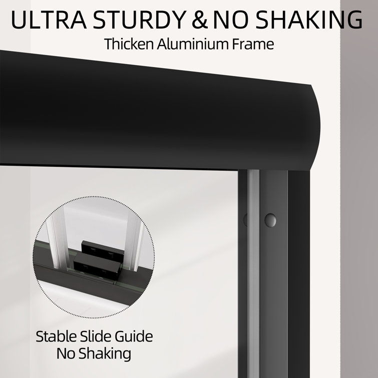 Matte Black 60" x 62" Sliding Semi-Frameless Shower Door