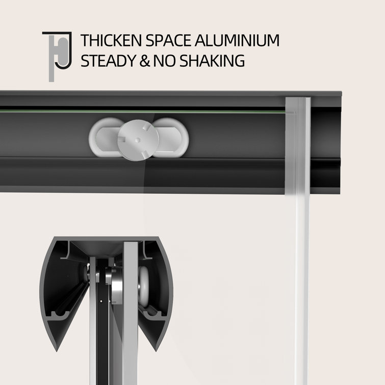 Matte Black 60" x 62" Sliding Semi-Frameless Shower Door
