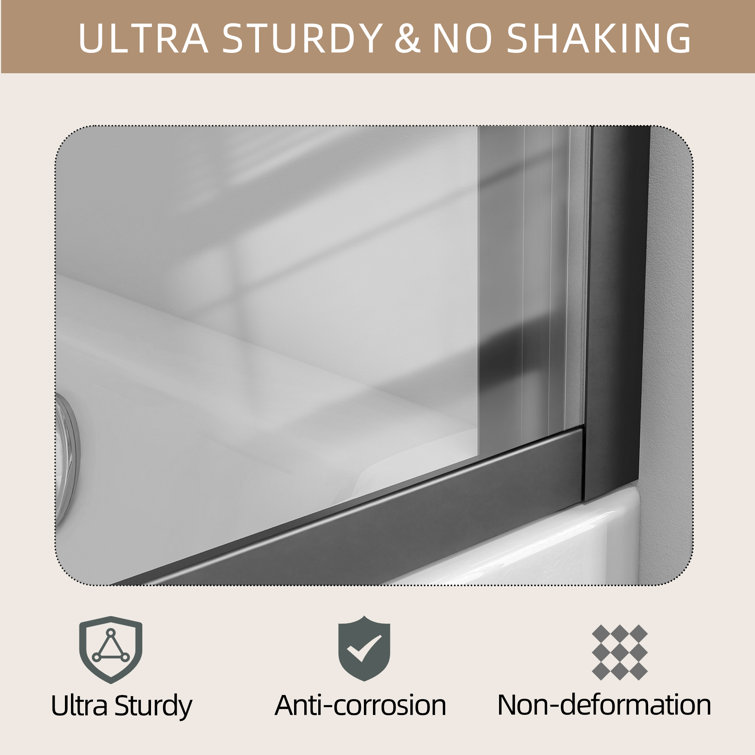 Matte Black 60" x 62" Sliding Semi-Frameless Shower Door