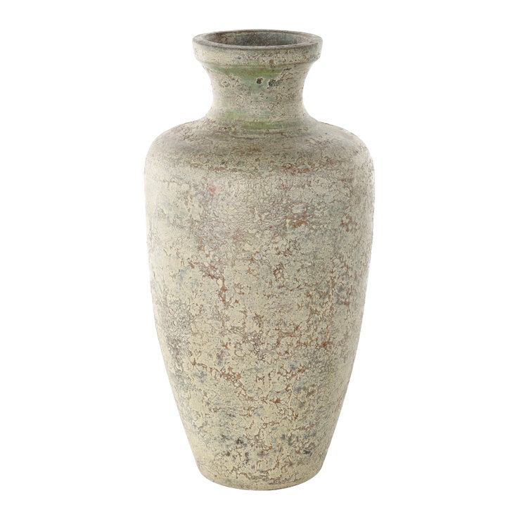 Rustic Cream and Brown Ceramic Urn Vase