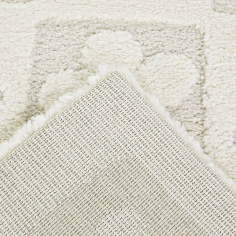 Gray and Off-White Rectangular Synthetic Kids' Rug
