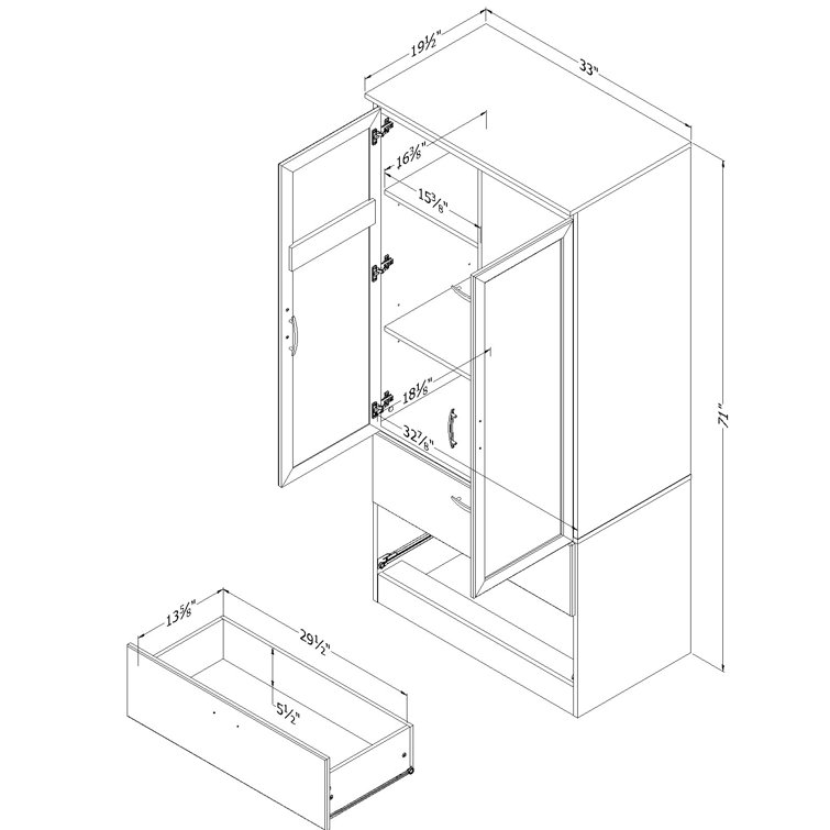 Pure White Transitional Wardrobe Armoire with Mirror