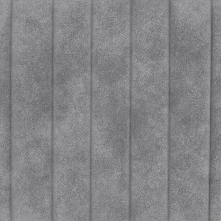 Light Gray Velvet Ribbed Accent Chair with Black Metal Legs