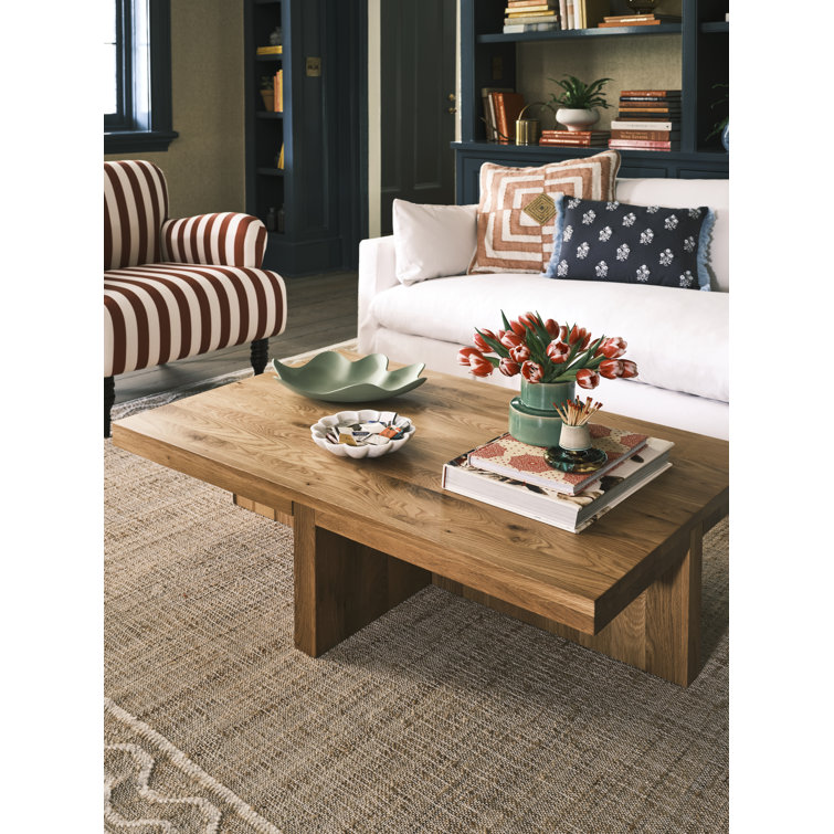 Natural Oak Rectangular Solid Wood Coffee Table