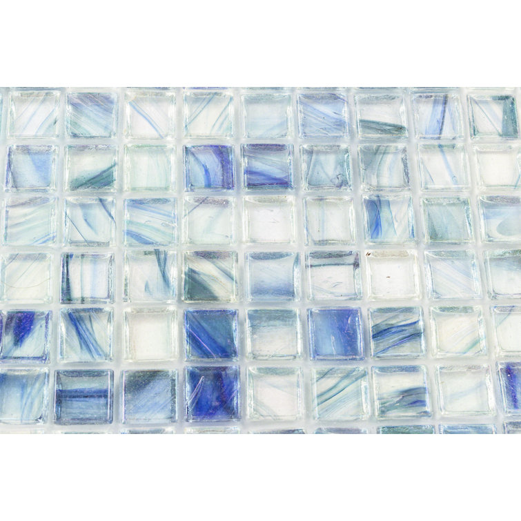 Zephyr Polished Blue Glass Mosaic Wall and Floor Tile