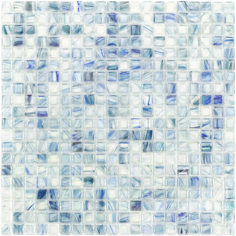 Zephyr Polished Blue Glass Mosaic Wall and Floor Tile