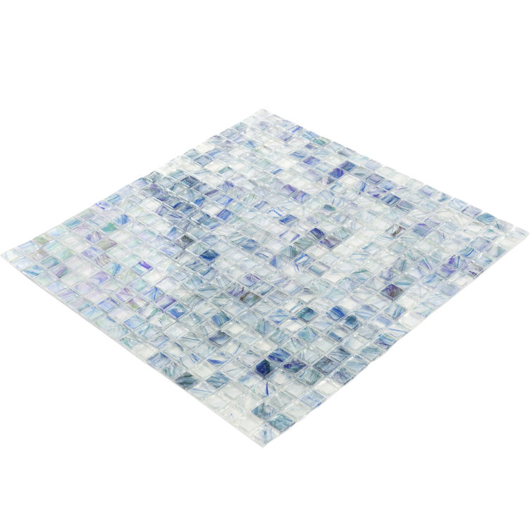 Zephyr Polished Blue Glass Mosaic Wall and Floor Tile