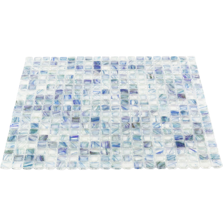 Zephyr Polished Blue Glass Mosaic Wall and Floor Tile