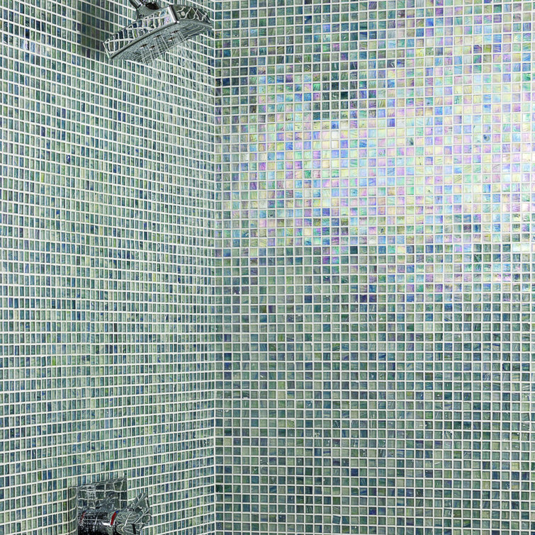 Zephyr Green Polished Glass Mosaic Tile for Walls and Floors