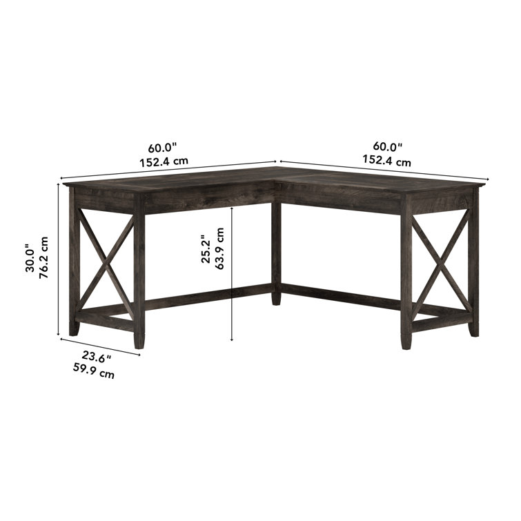 Key West 60W Dark Gray Hickory L-Shaped Casual Desk