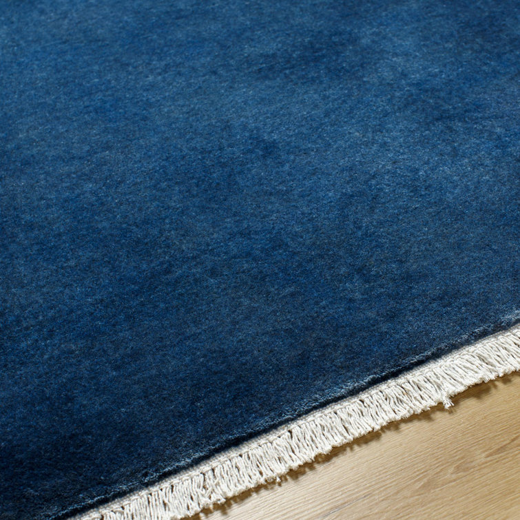 Handmade Midnight Blue Wool Rectangular Rug 5' x 7'