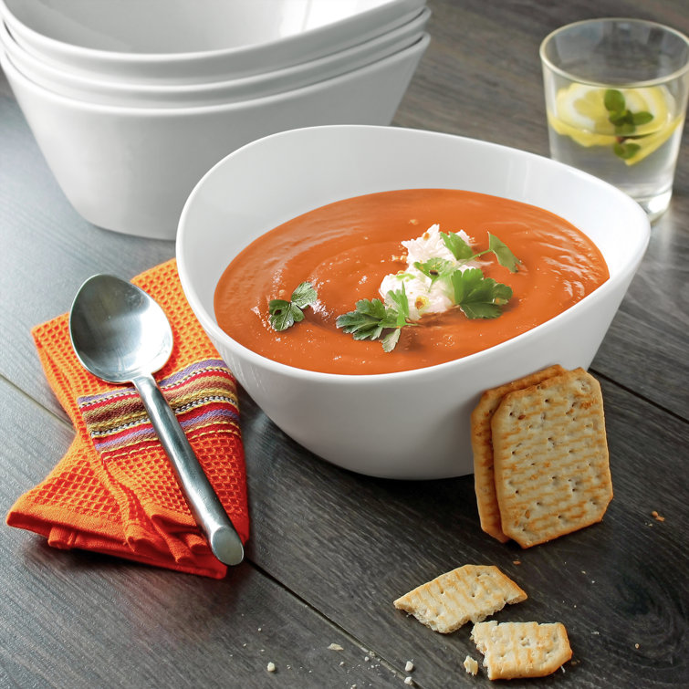 White Ceramic 8'' Serving and Soup Bowls Set