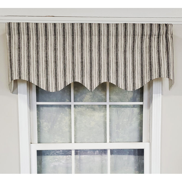 Gray Striped Cotton Scalloped Window Valance 50" x 17"