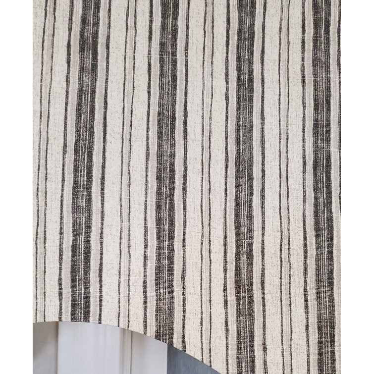 Gray Striped Cotton Scalloped Window Valance 50" x 17"
