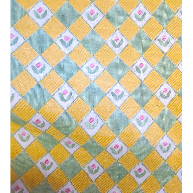 Spring Green Checkered Cotton Window Valance 50" x 17"