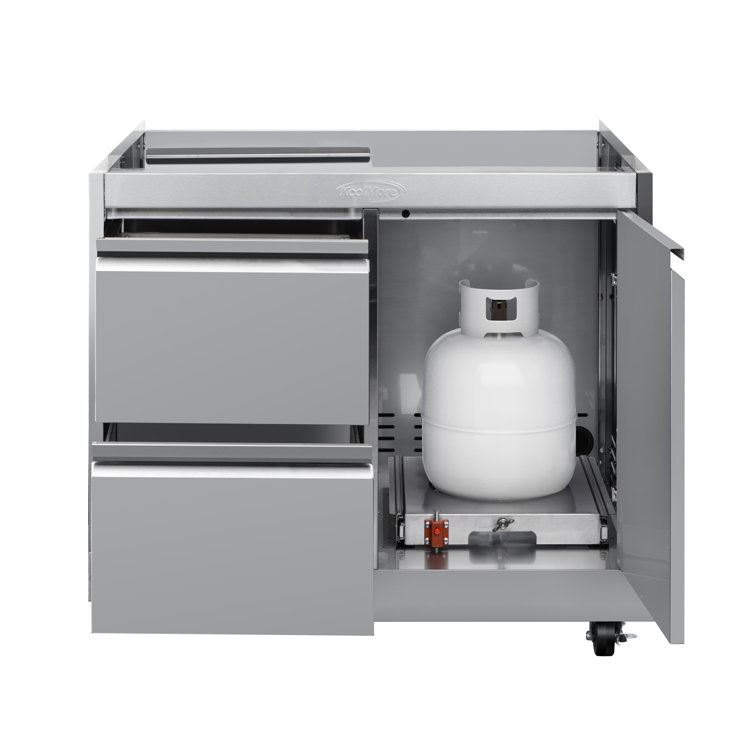 32 in. Stainless Steel Outdoor BBQ Cabinet with Drawers and Gas Tank Storage