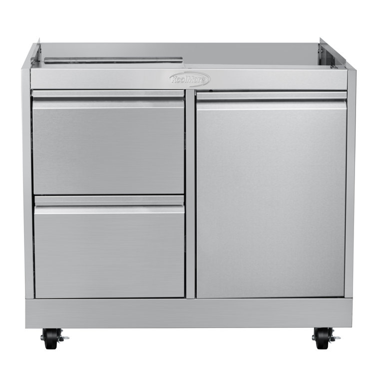 32 in. Stainless Steel Outdoor BBQ Cabinet with Drawers and Gas Tank Storage