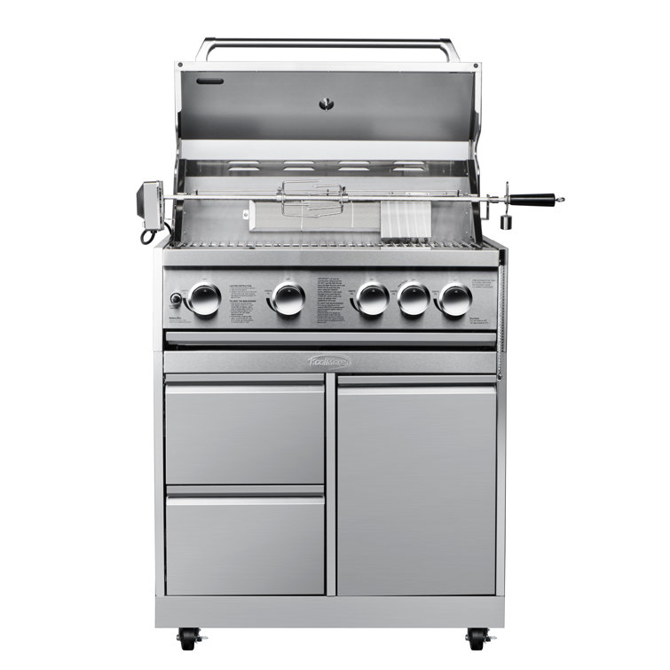 32 in. Stainless Steel Outdoor BBQ Cabinet with Drawers and Gas Tank Storage