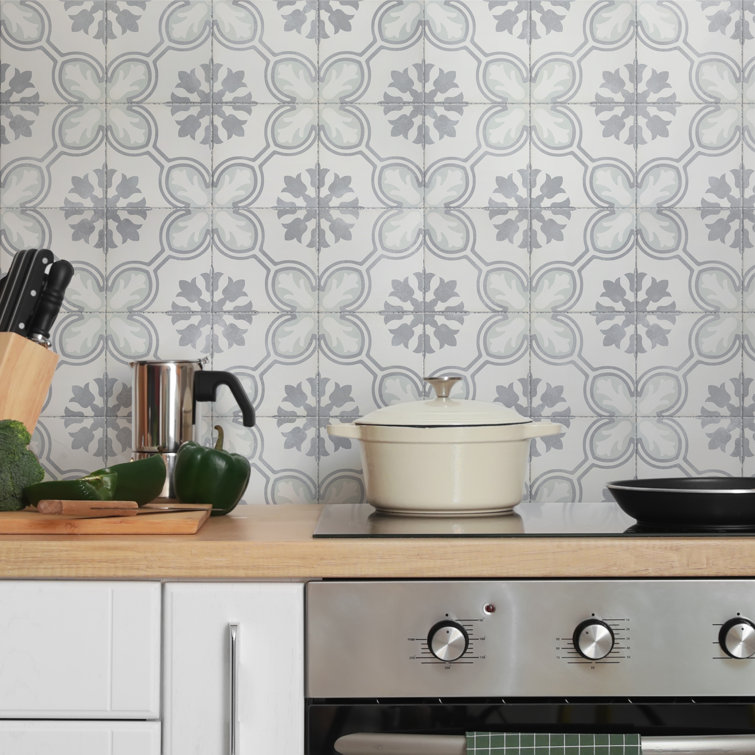 Amberley Mint and Gray Porcelain Floor and Wall Tile, 18" x 18"