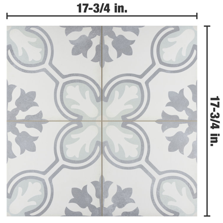 Amberley Mint and Gray Porcelain Floor and Wall Tile, 18" x 18"